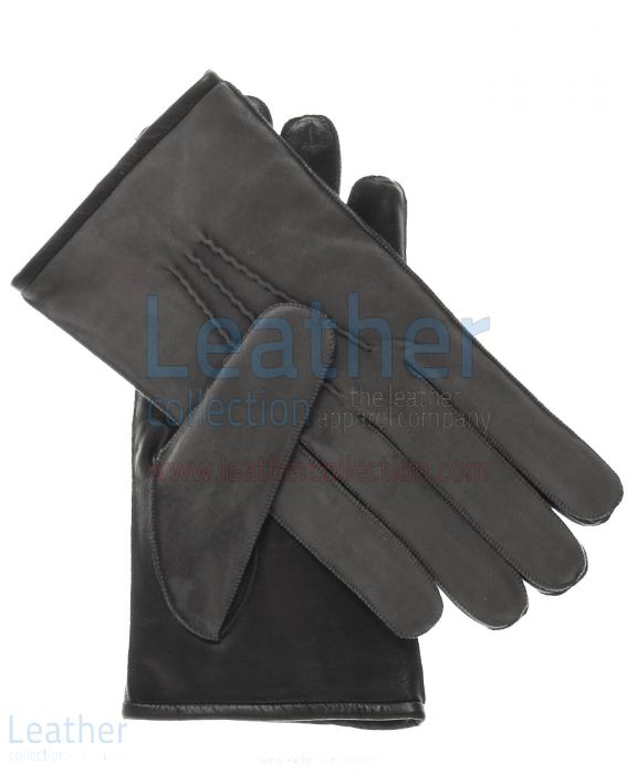 Erhalten Handschuhe aus grauem Wildleder und Lammfell