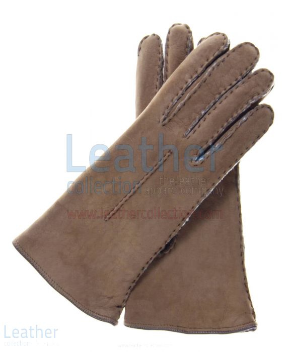 Get Now Ladies Brown Suede Lamb Shearling Gloves for $80.00