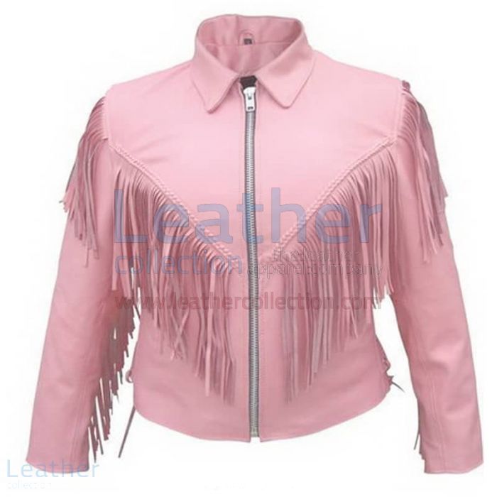 Kauf – Damen rosa Jacke mit Fransen