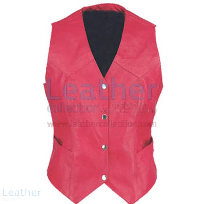 Pick it Online Ladies Vintage Red Fashion Leather Vest for $125.00