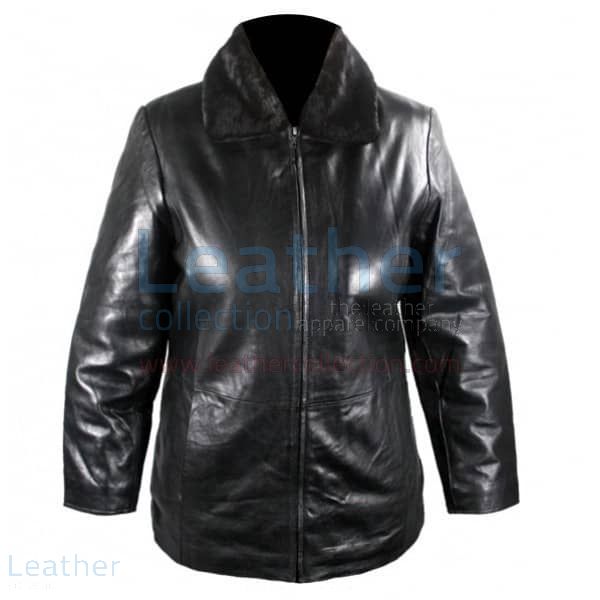 Shop Online Leather Jacket With Fur Collar for $210.00