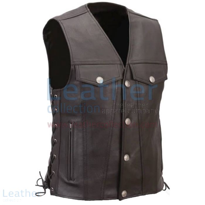 Buy Now Leather Motorcycle Vest with Buffalo Nickel Snaps for SEK1,188