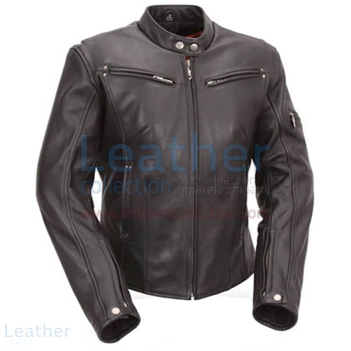 Shop Now Leather Touring Jacket with Scooter Collar & Multiple Vents f