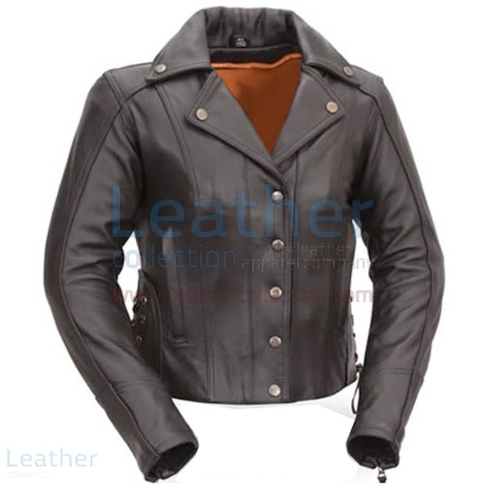 Modern Motorcycle Jacket with Snap Front view