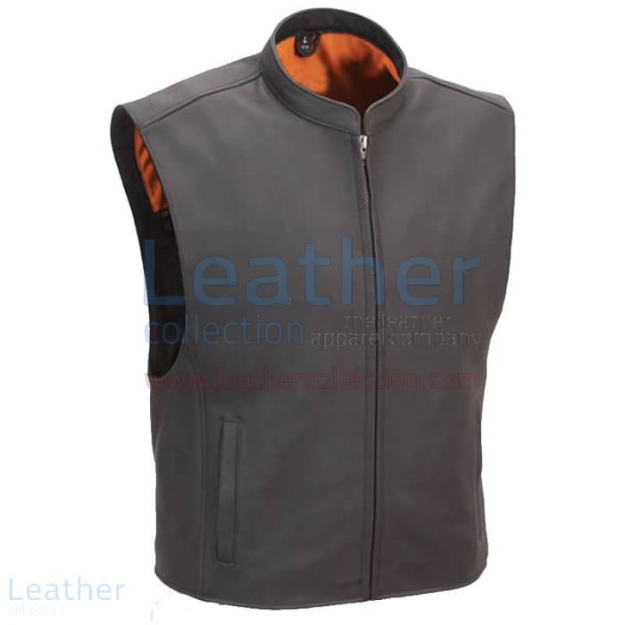 Purchase Online Brown Motorcycle Vest with Scooter Collar for CA$178.1