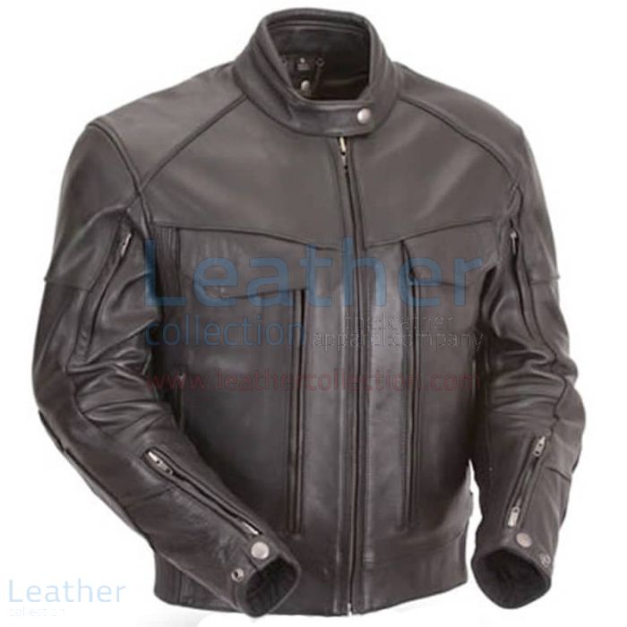 Get Online Classic Leather Scooter Jacket with Side Laces for CA$288.2