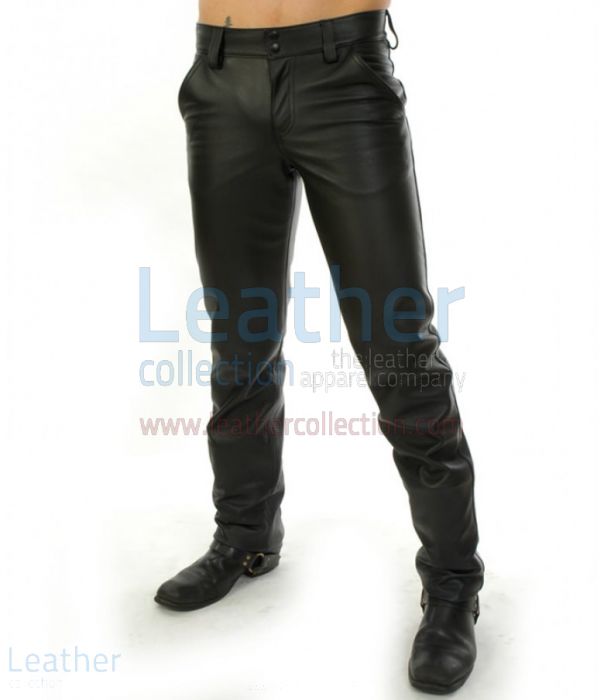 Check Out! Police Leather Pants Black