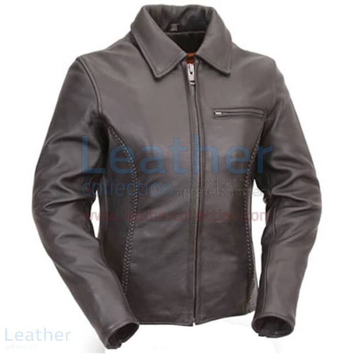 Offering Online Brown Leather Pistol Pete Motorcycle Jacket with Zippe