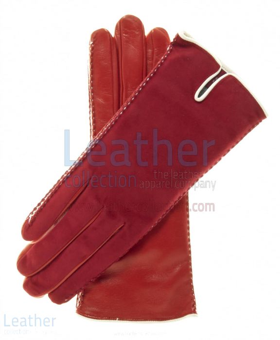 Online Kaufen Wildleder Damen Lammfell Rote Handschuhe