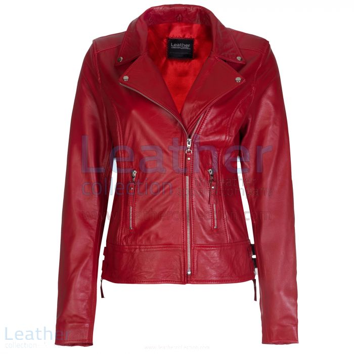 Customize Online Red Vintage Biker Leather Jacket for SEK2,631.20 in S