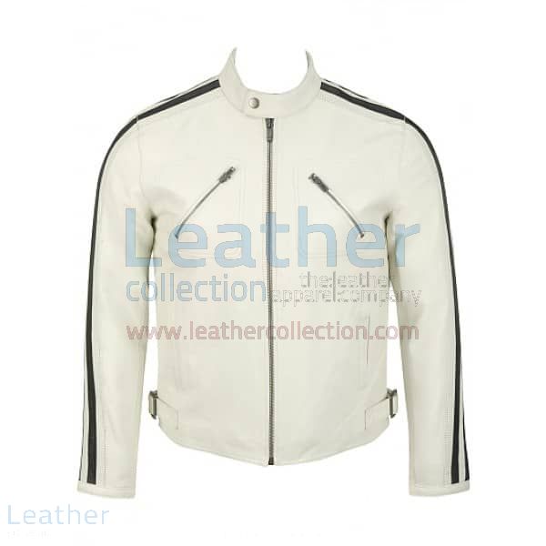 Order Online Semi Motorbike White Leather Fashion Jacket for CA$260.69