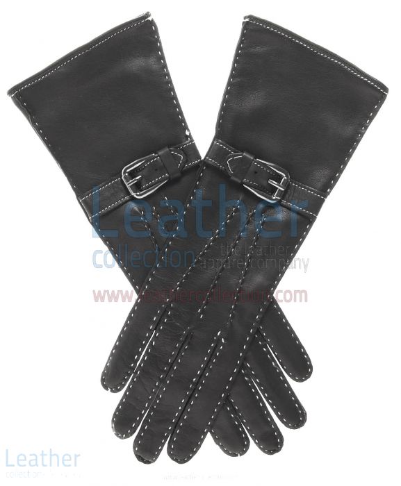 Pick it Online Silk Lined Leather Gloves with Decorative Buckle for $7