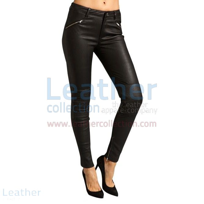 Purchase Now Leather Slim Fit Pants With Patterns