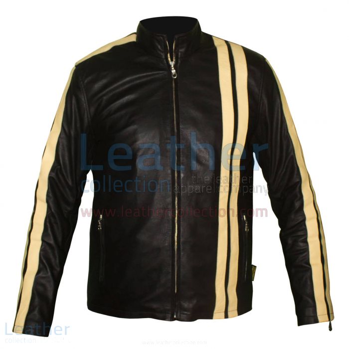 Customize Vertical Stripe Jacket of Leather for CA$260.69 in Canada