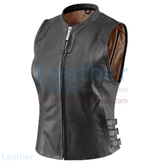Order Now Leather Biker Vest with Deep Front Pockets for CA$163.75 in