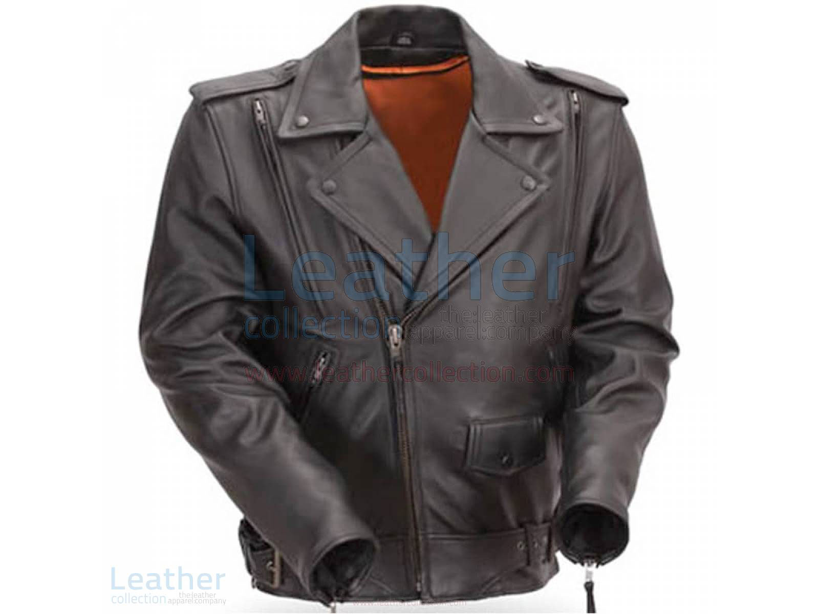 Mens Classic Motorcycle Jacket with Gun Metal Hardware