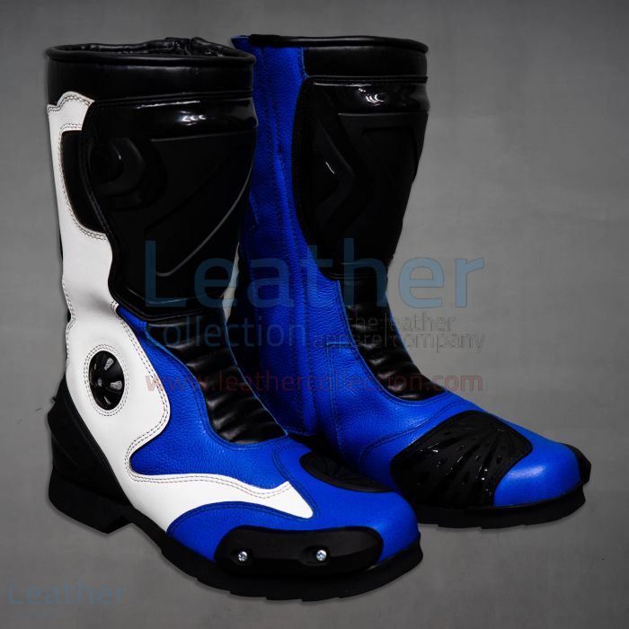 BLUE MOTORCYCLE BOOTS LEATHER