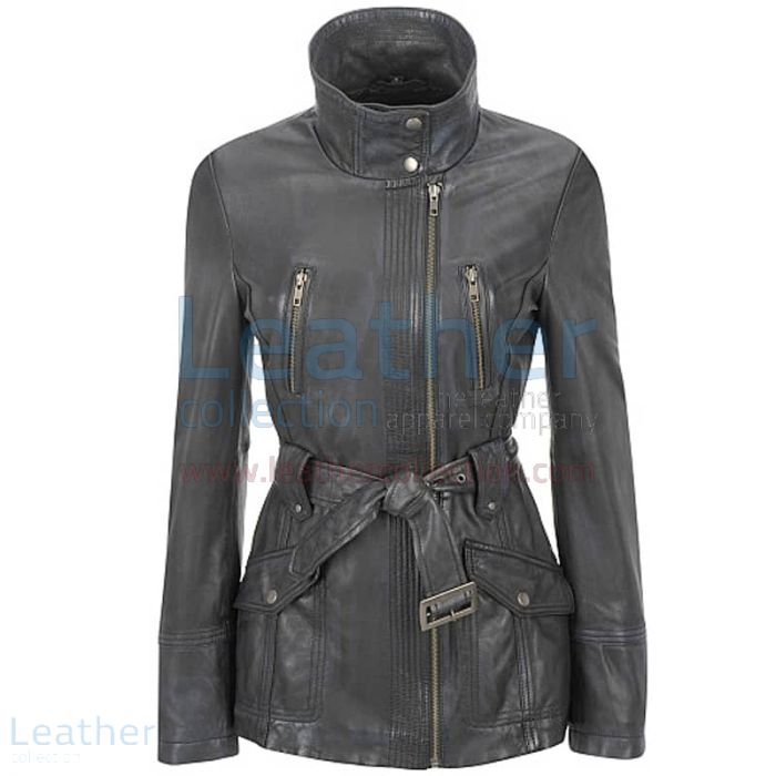 BELTED WOMENS LEATHER TRENCH COAT