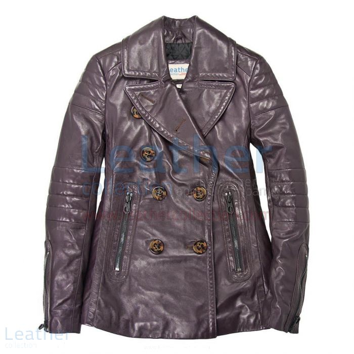 Womens leather pea coat