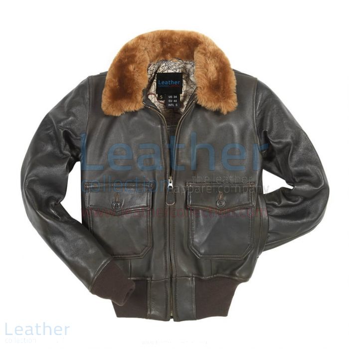Womens leather bomber jacket with fur collar