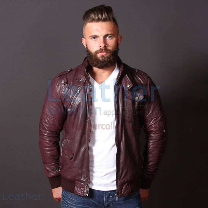 Leather bomber jacket mens