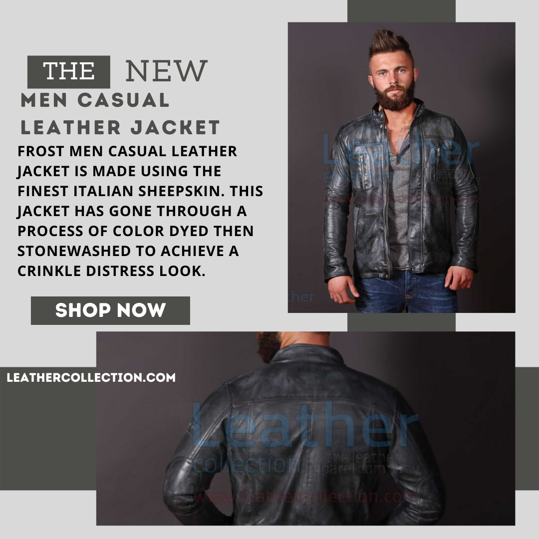 Men casual leather jacket