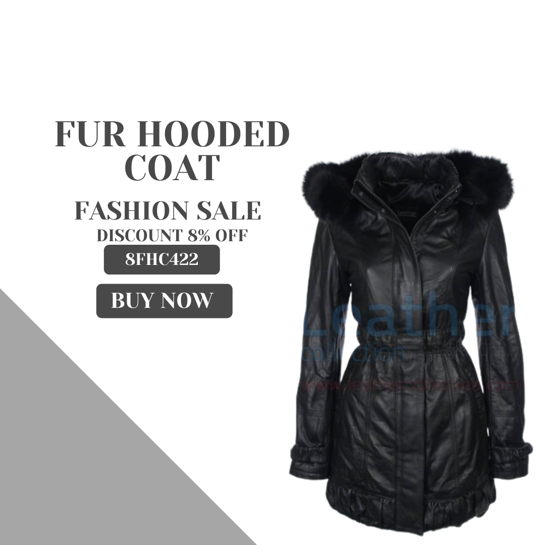 Leather Fur Hooded Coat